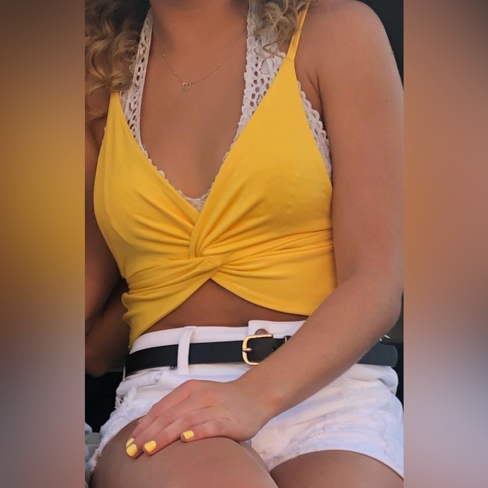 Yellow size small SHEIN crop top spaghetti strap
